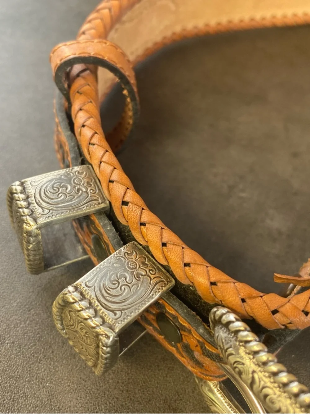 Justin Ranger Style Braided Brown Leather‎ Western Belt size 40-CLEAN